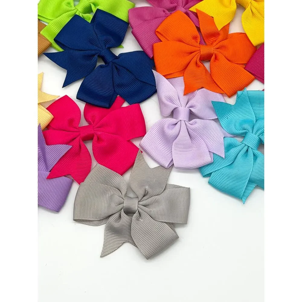29 Pc Boutique Grosgrain Ribbon Hair Bow Barrette Clip Lot Girls Multicolor New